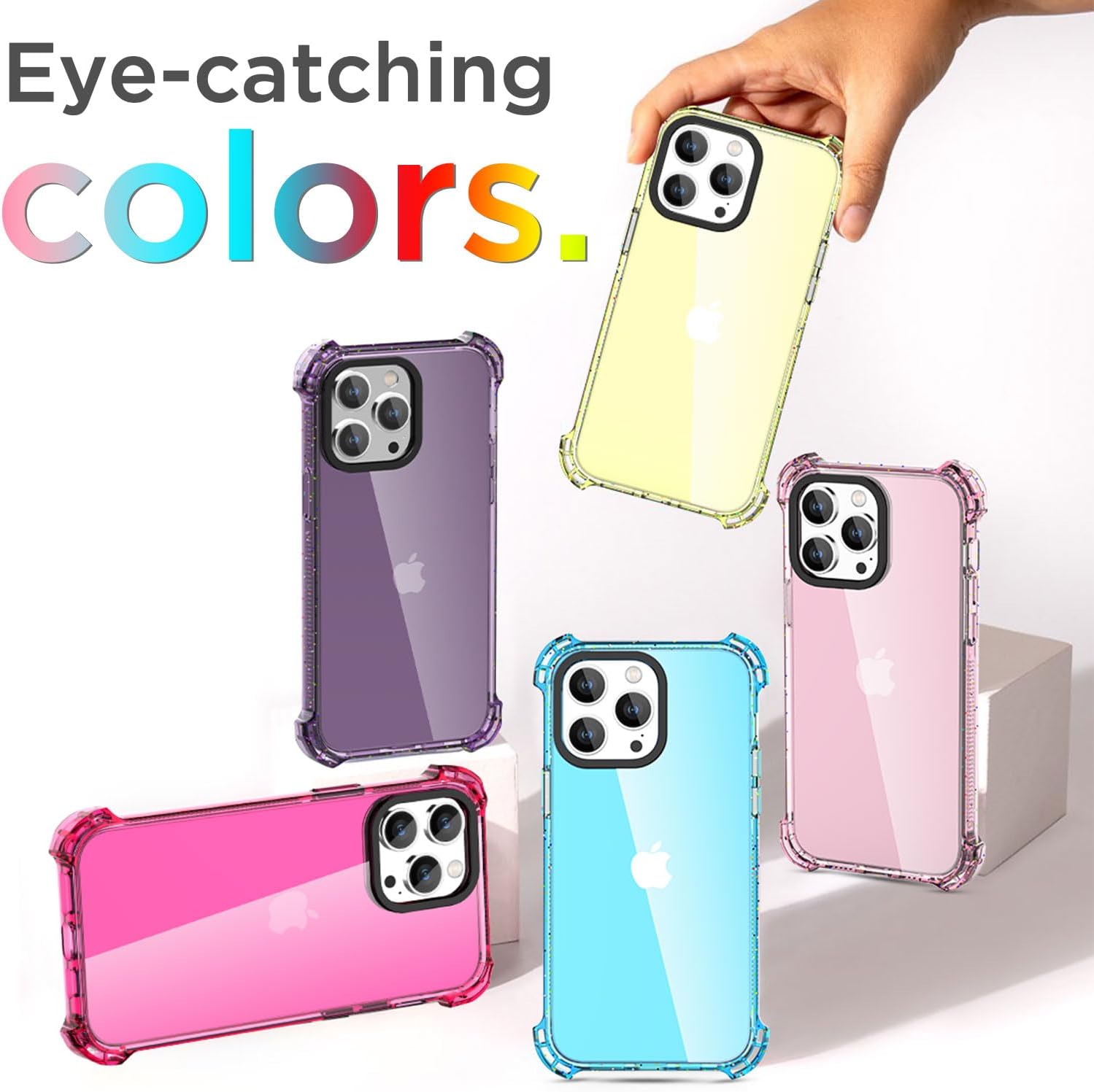 AICase Funda Bounce compatible con iPhone 14 Pro Max, color amarillo transparente, impacto, a prueba de golpes, linda funda protectora para teléfono