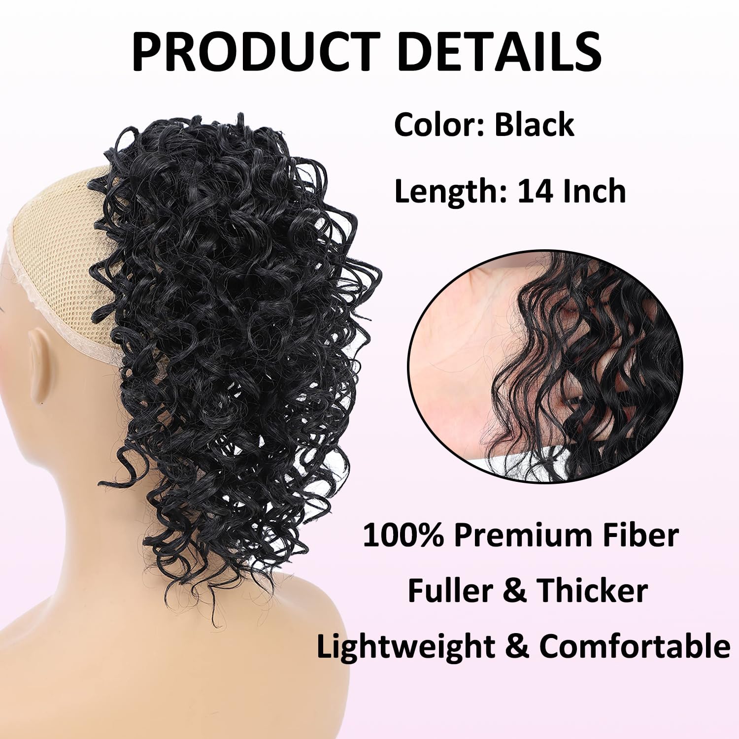Cola de caballo con cordón para mujeres negras, extensión de cola de caballo rizada para mujeres negras, cola de caballo afro afro de cabello