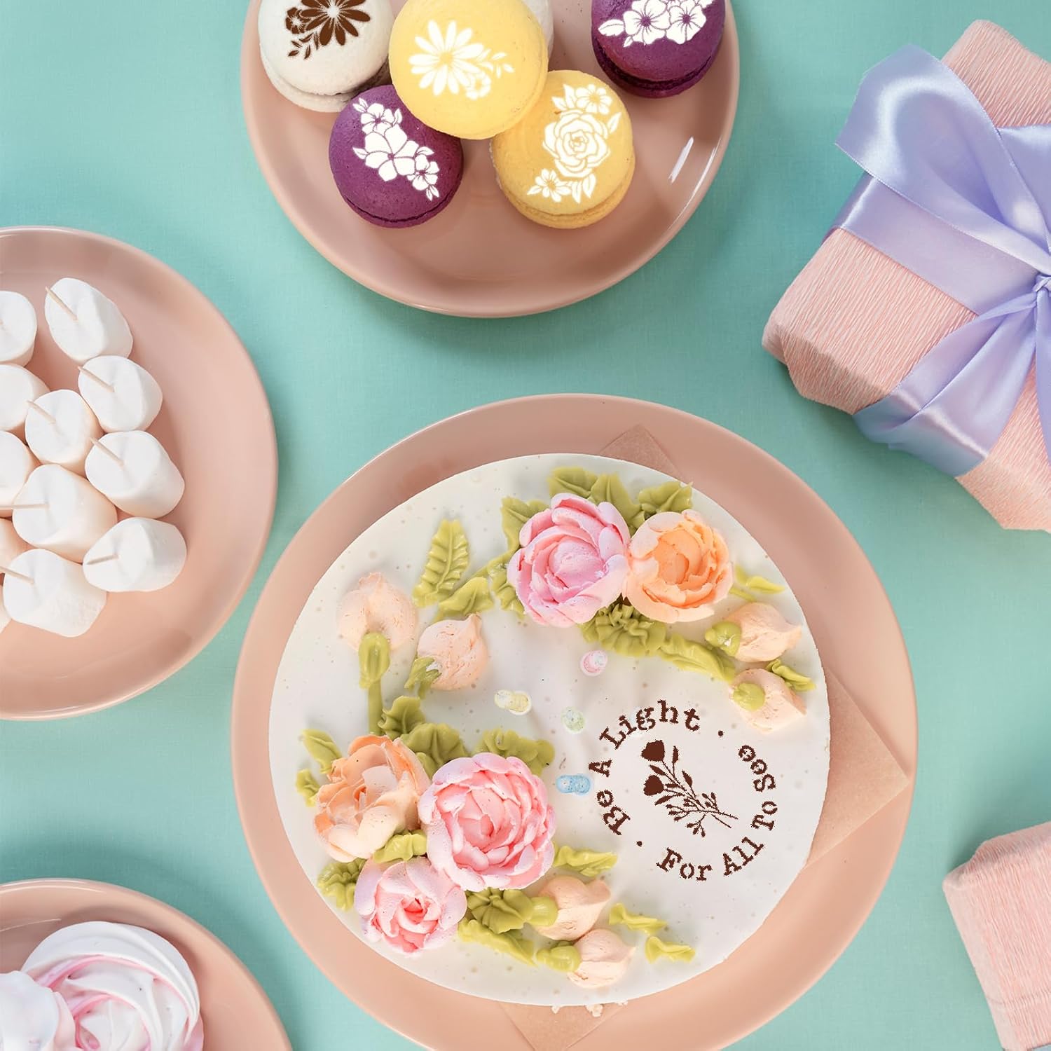 Whaline 17 plantillas de galletas con temática de flores, plantillas inspiradoras de pintura con aerógrafo, plantillas surtidas para hornear