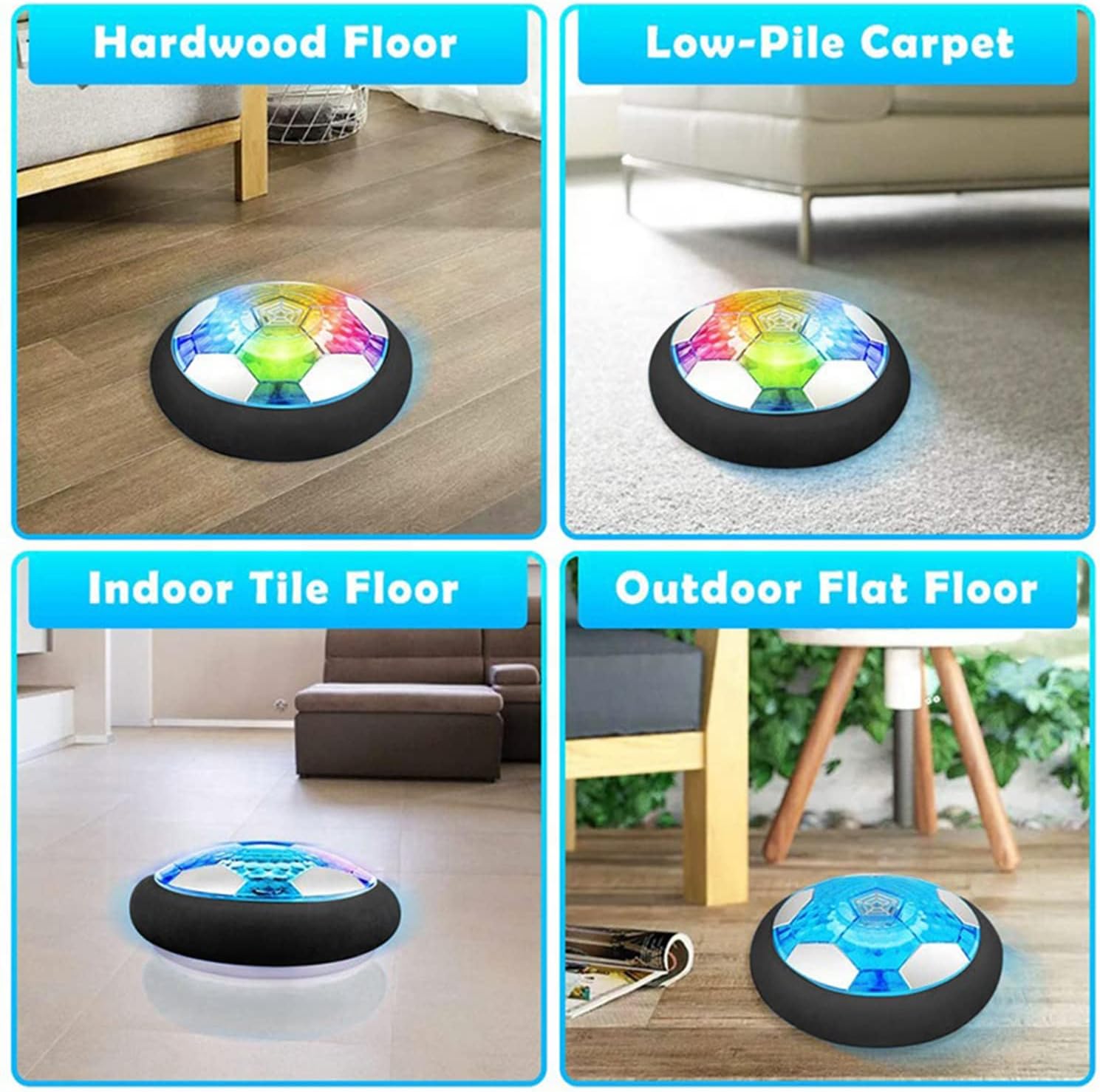 Hover – Balón de fútbol LED para niños, juguete divertido, parachoques de espuma, recargable, juego interior