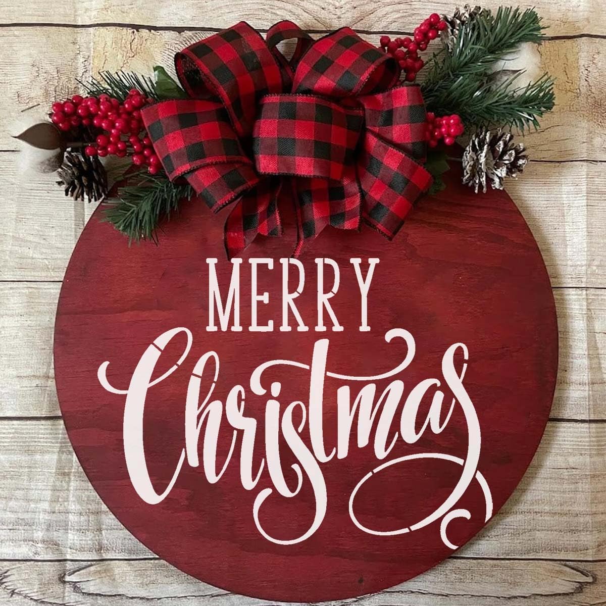 Plantillas navideñas de 12 pulgadas para madera, plantillas redondas de Navidad para pintar plantillas de vacaciones, plantillas de dibujo de Feliz