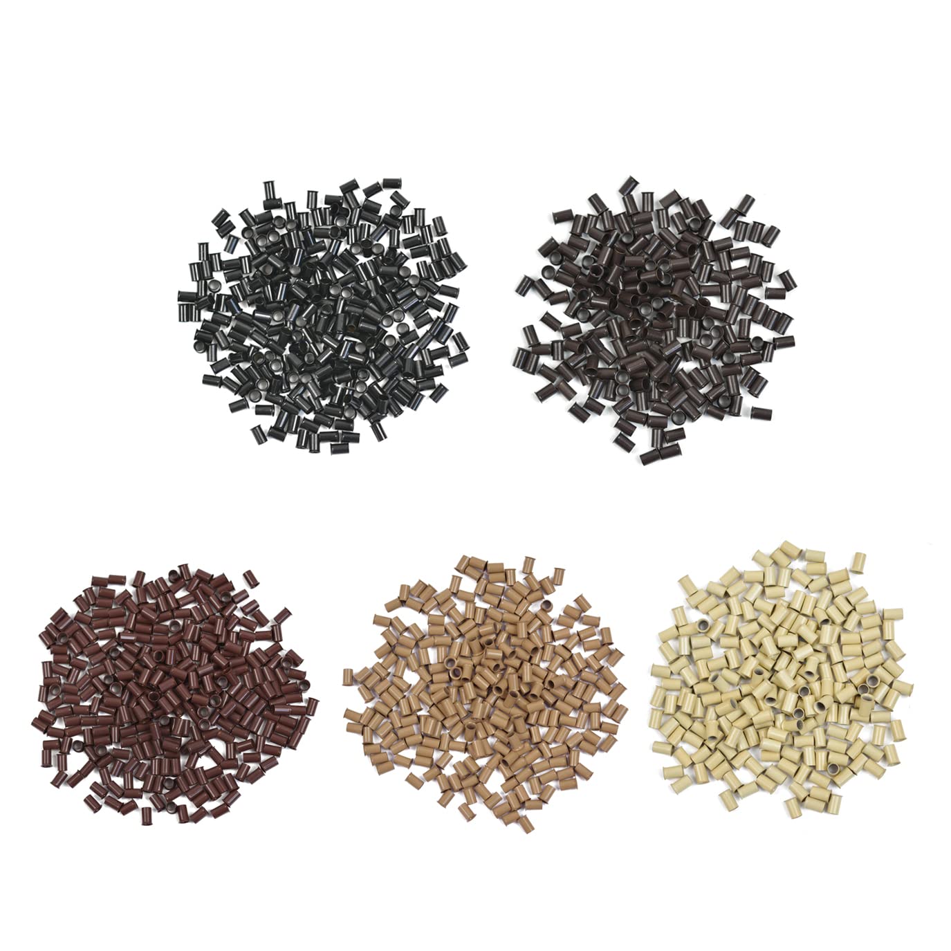 1000 piezas de 0.134 in de micro anillo de eslabones de cobre tubos de cuentas para extensiones de cabello humano I-Tip (negro + marrón oscuro +