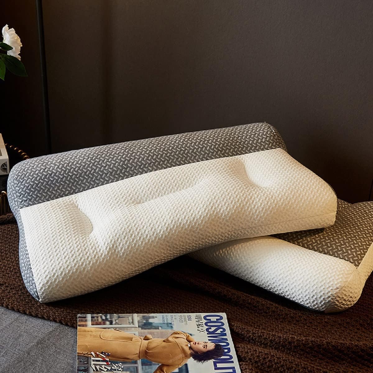 Almohada súper ergonómica, almohada ortopédica de contorno ergonómico ajustable, almohada para dolor de cuello y hombros, almohada cervical para