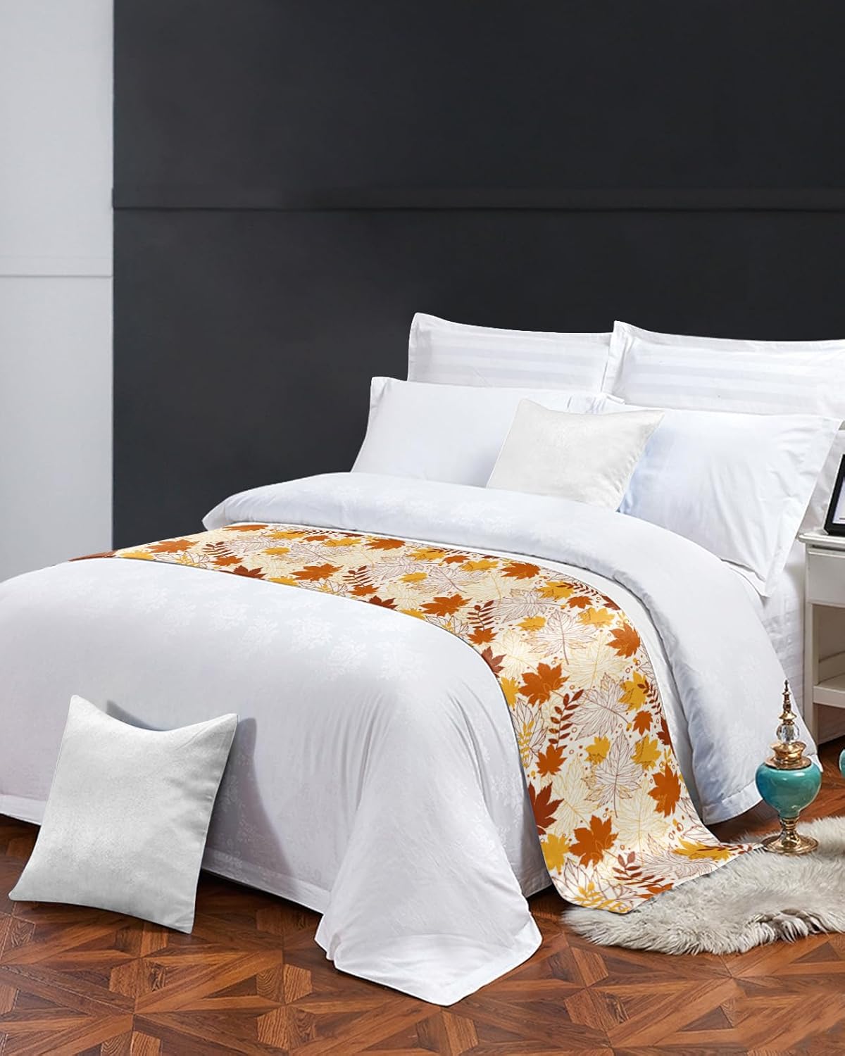 Bufanda de camino de cama de otoño, tamaño Cal King, manta de cama de lujo para cama individual, matrimonial, Queen, King, decoración de dormitorio,