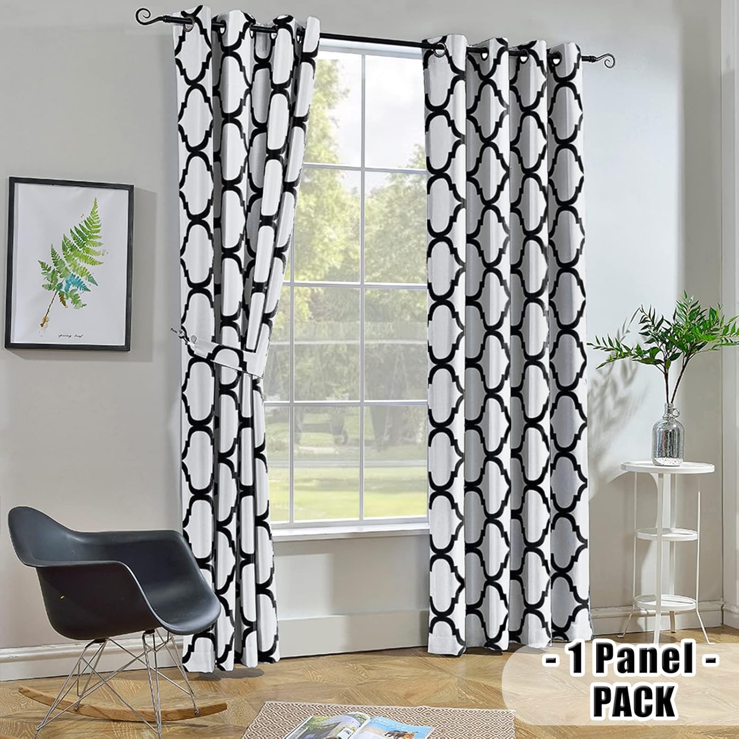 Melodieux Cortina opaca con ojales para oscurecer la habitación, cocina, estilo marroquí, para ventanas pequeñas, 52 x 45 pulgadas, color blanco