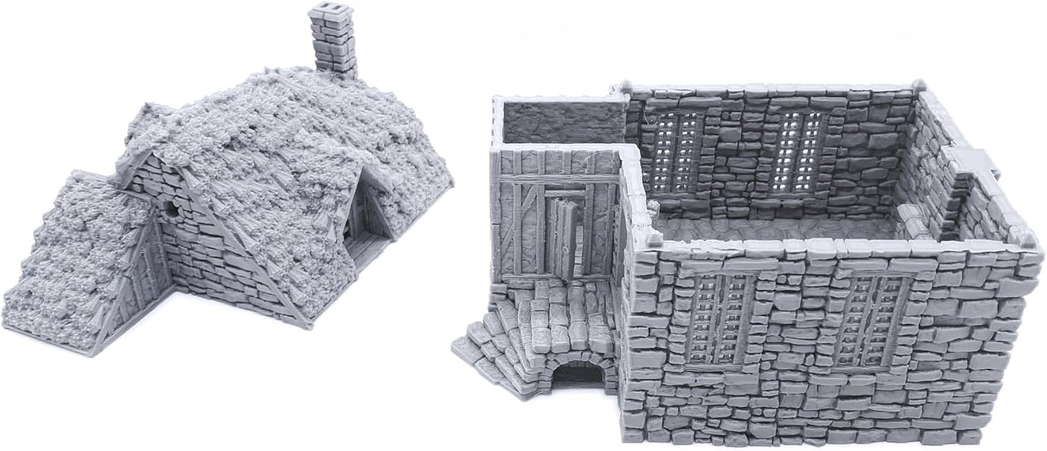 Barlyway Cottage – Terreno DND compatible con Dungeons and Dragons, Warhammer 40k, 1.102 in Wargaming miniatura, juegos de rol de mesa, escenario de