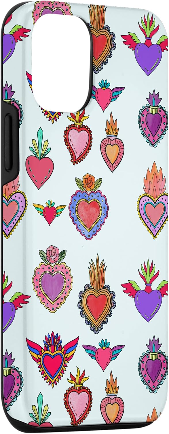 Funda para iPhone 14 Latinas Milagros con corazones de lata para regalo de acuarela
