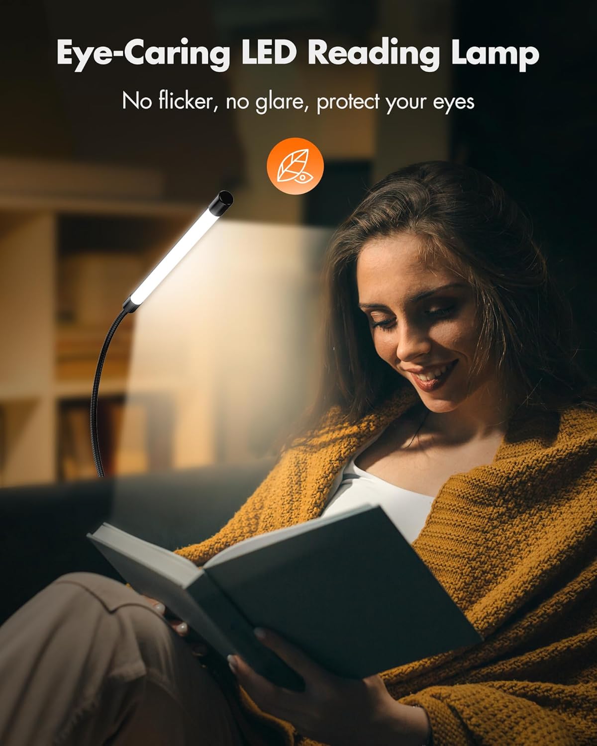 JHD Lámpara de escritorio LED con abrazadera, 10 niveles de brillo, cuello de cisne flexible de 12 pulgadas, lámpara USB de protección ocular,