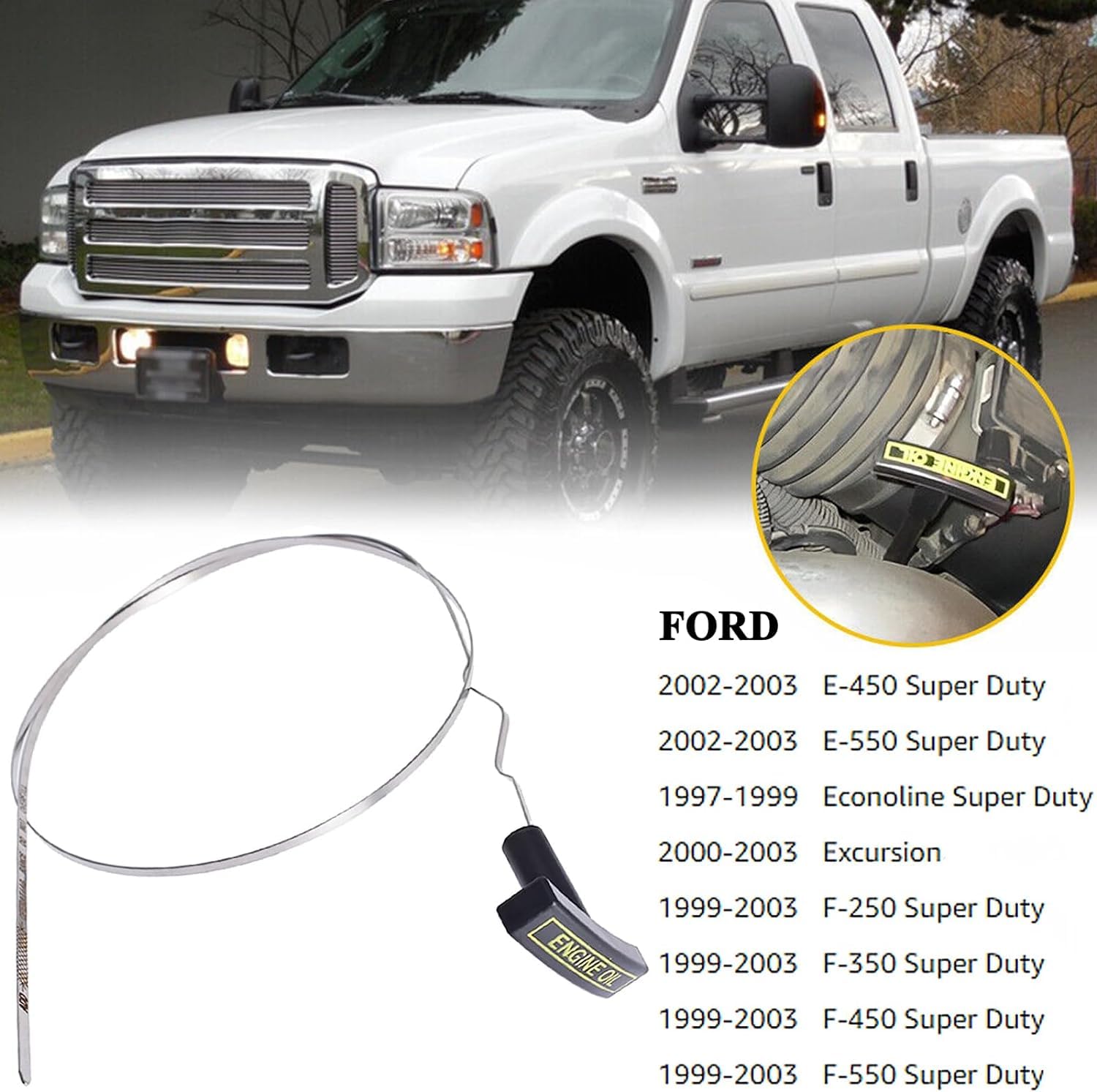 F81Z-6750-DA Varilla de medición de aceite de motor compatible con Ford F250 F350 F450 F550 Excursion 7.3L Diesel Indicador de nivel de aceite de
