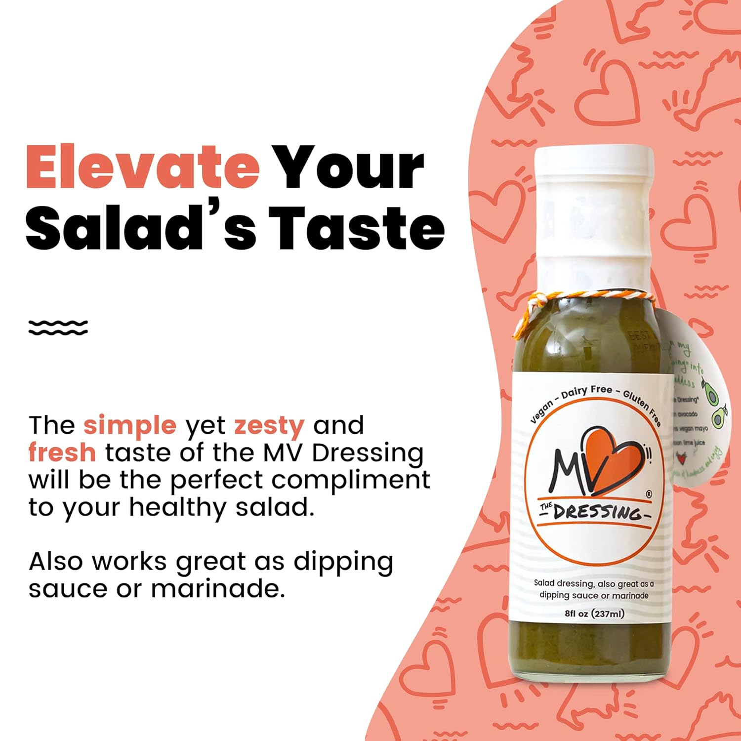 MV The Dressing – Vinagreta balsámica de dieta mediterránea aderezo para ensalada, salsa para mojar y adobo, sin gluten, sin lácteos y vegano, 8