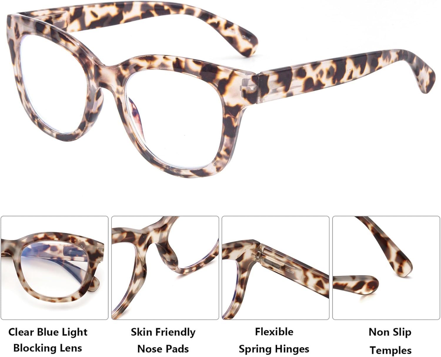 Areyeth 6 pares de anteojos de lectura retro de gran tamaño para mujer, estilo Oprah, lectores grandes con bloqueo de luz azul (1.00X)