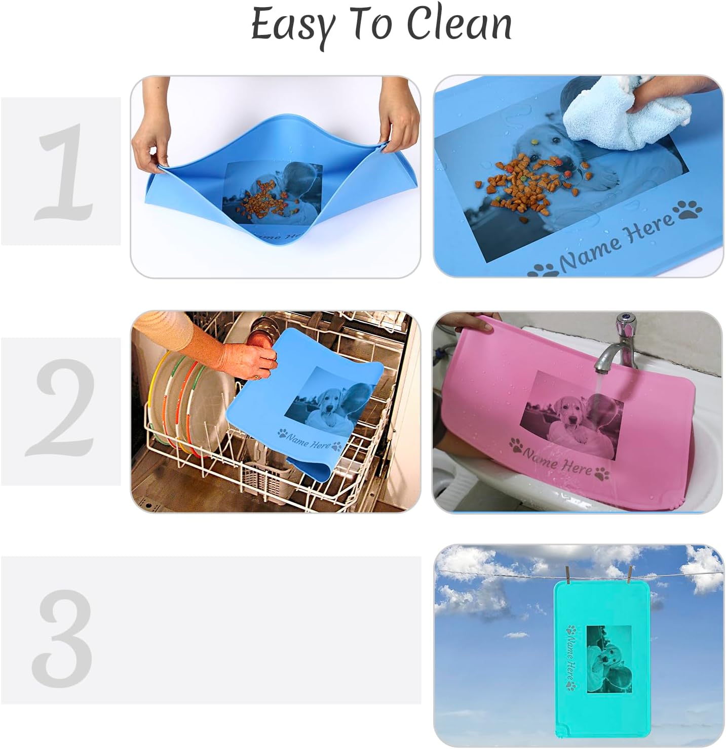 OXYEFEI Tapete personalizado de comida para perros y gatos, tapete para perros para comida y agua, tapete de silicona para tazones de comida para