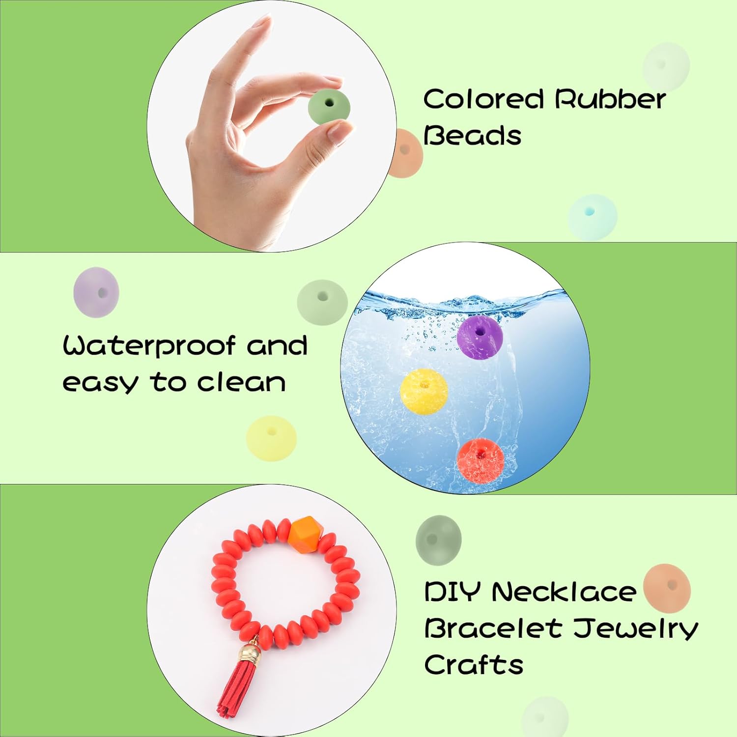 100 cuentas de lentejas de silicona, cuentas focales de silicona de goma de 0.472 pulgadas a granel para llavero, pulsera, collar, manualidades
