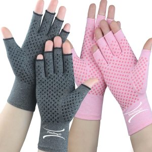 2 pares de guantes de artritis para dolor, guantes de compresión sin dedos para túnel carpiano, osteoartritis, articulación, escribir, conducir, 2 pares de guantes de artritis para dolor, guantes de compresión sin dedos para túnel carpiano, osteoartritis, articulación, escribir, conducir,