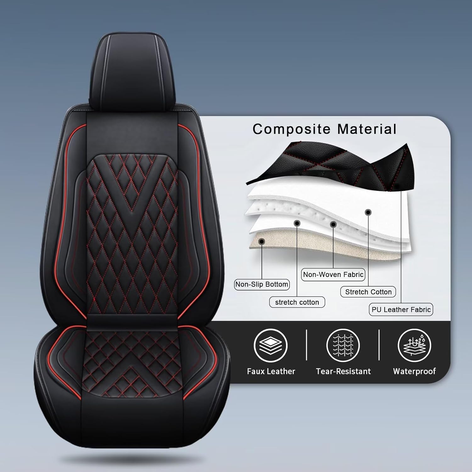 2 fundas de asiento delantero de automóvil para ChevroletChevy Trailblazer 2021-2024, cojín de asiento de Chevy de piel sintética, impermeable,