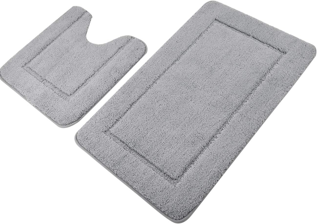 Pauwer Juego de 2 alfombras de baño antideslizantes para baño, alfombras de baño de microfibra absorbente, lavable a máquina, alfombra de baño con