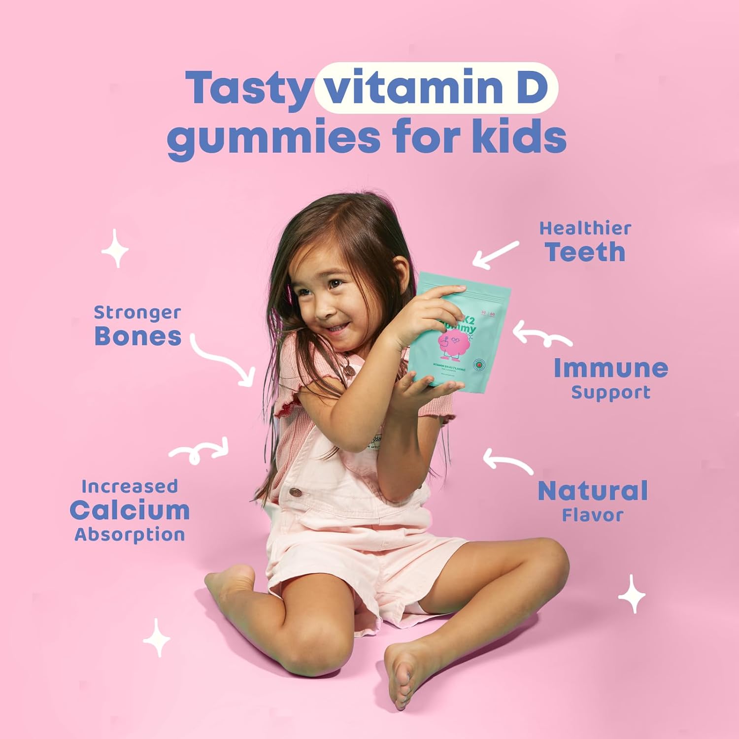 JoySpring Gotas orgánicas de enfoque para niños y gomitas de vitamina D3 para niños y niños pequeños