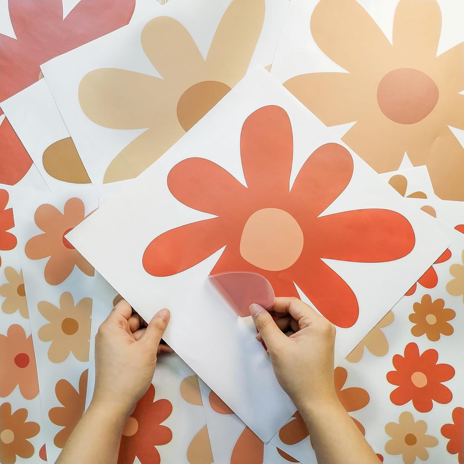 Calcomanías de pared de margaritas, calcomanías de pared bohemias, arte de pared floral, calcomanías de flores de margaritas coloridas para niños,