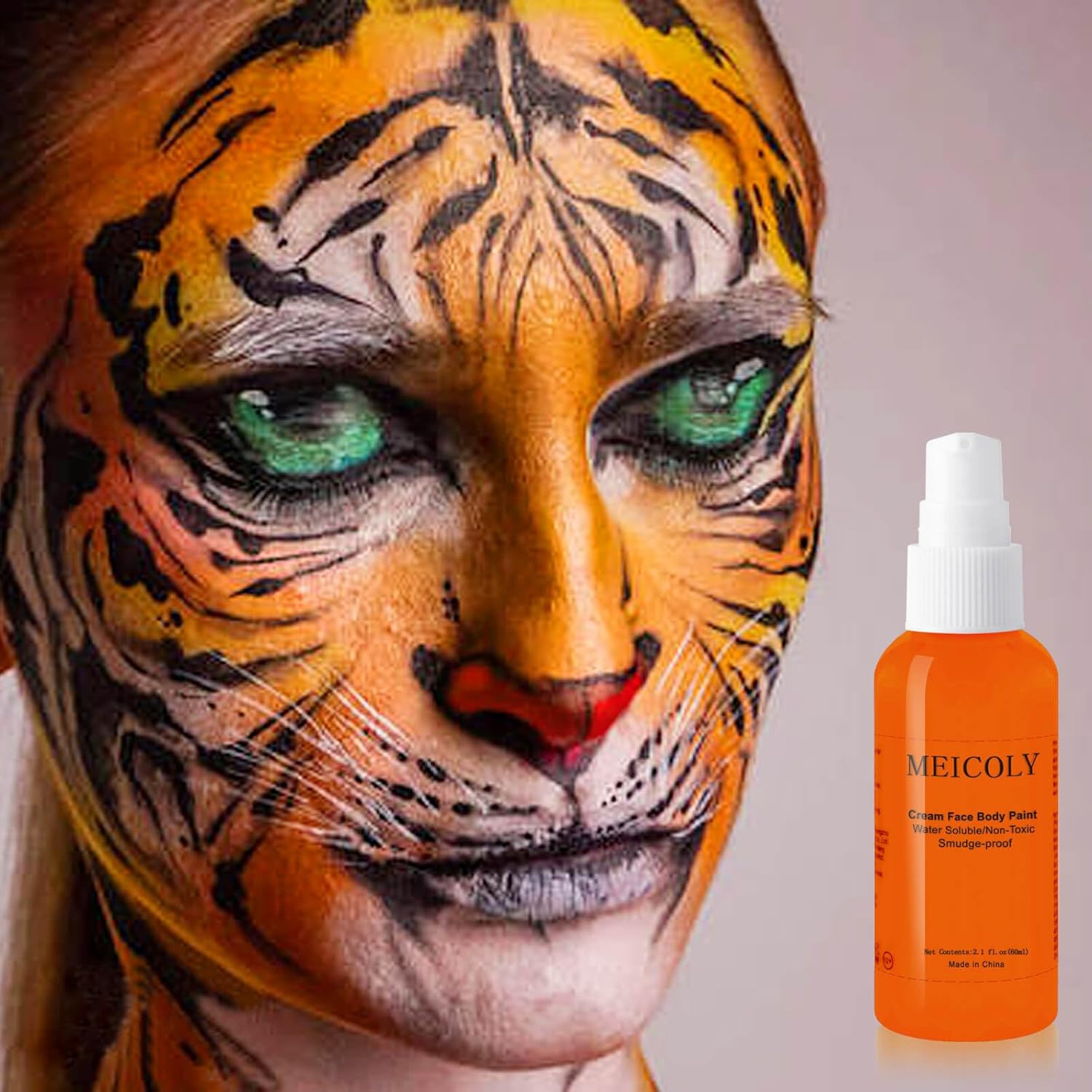 MEICOLY Pintura corporal naranja crema, pintura facial de calabaza a prueba de manchas, a prueba de manchas, pintura de cuerpo completo lavable a