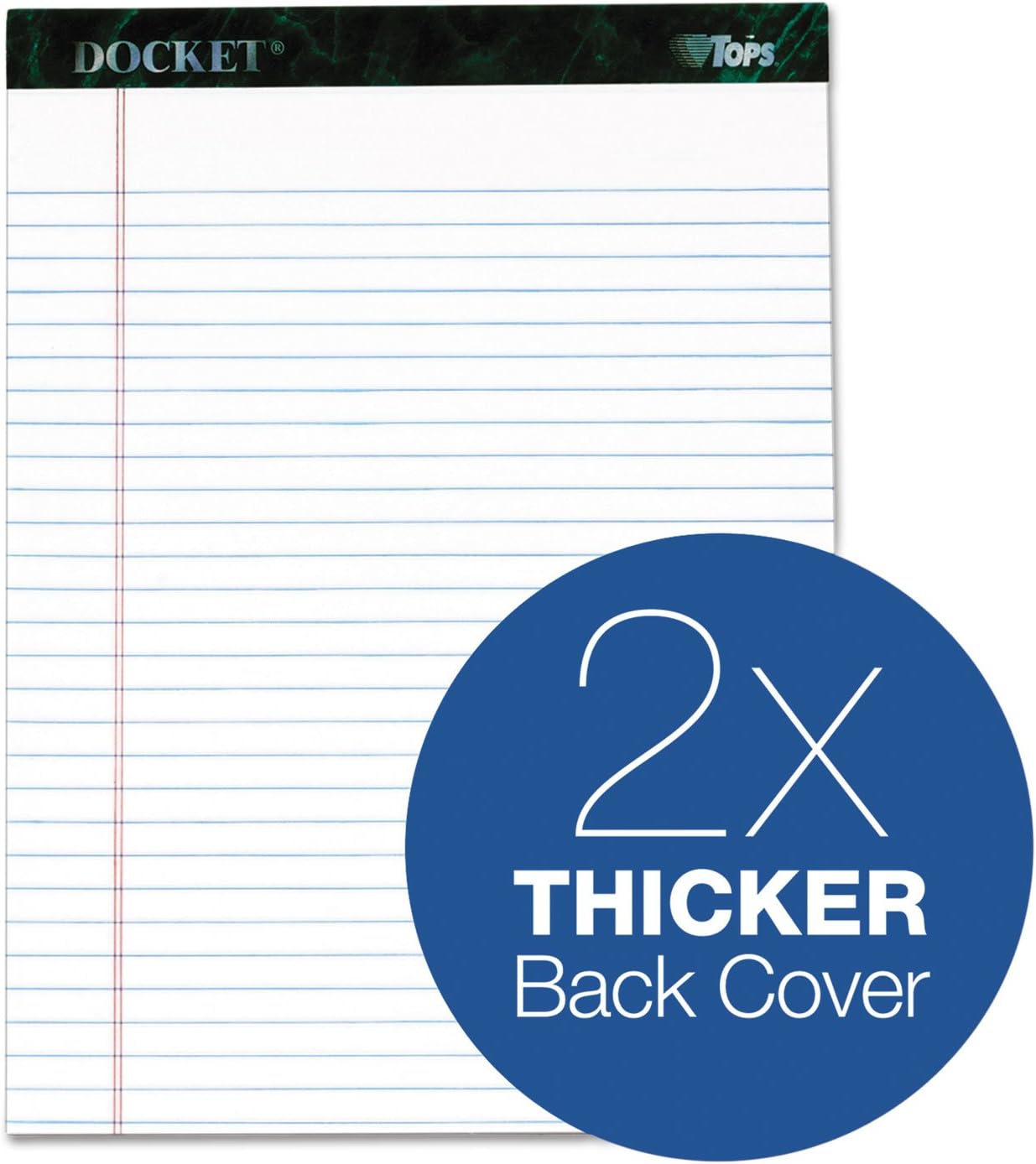 TOPS Docket – Tableta de escritura, 8-12 x 11-34 pulgadas, perforada, blanca, regla legalancha, 50 hojas por bloc, 6 almohadillas por paquete (63416)