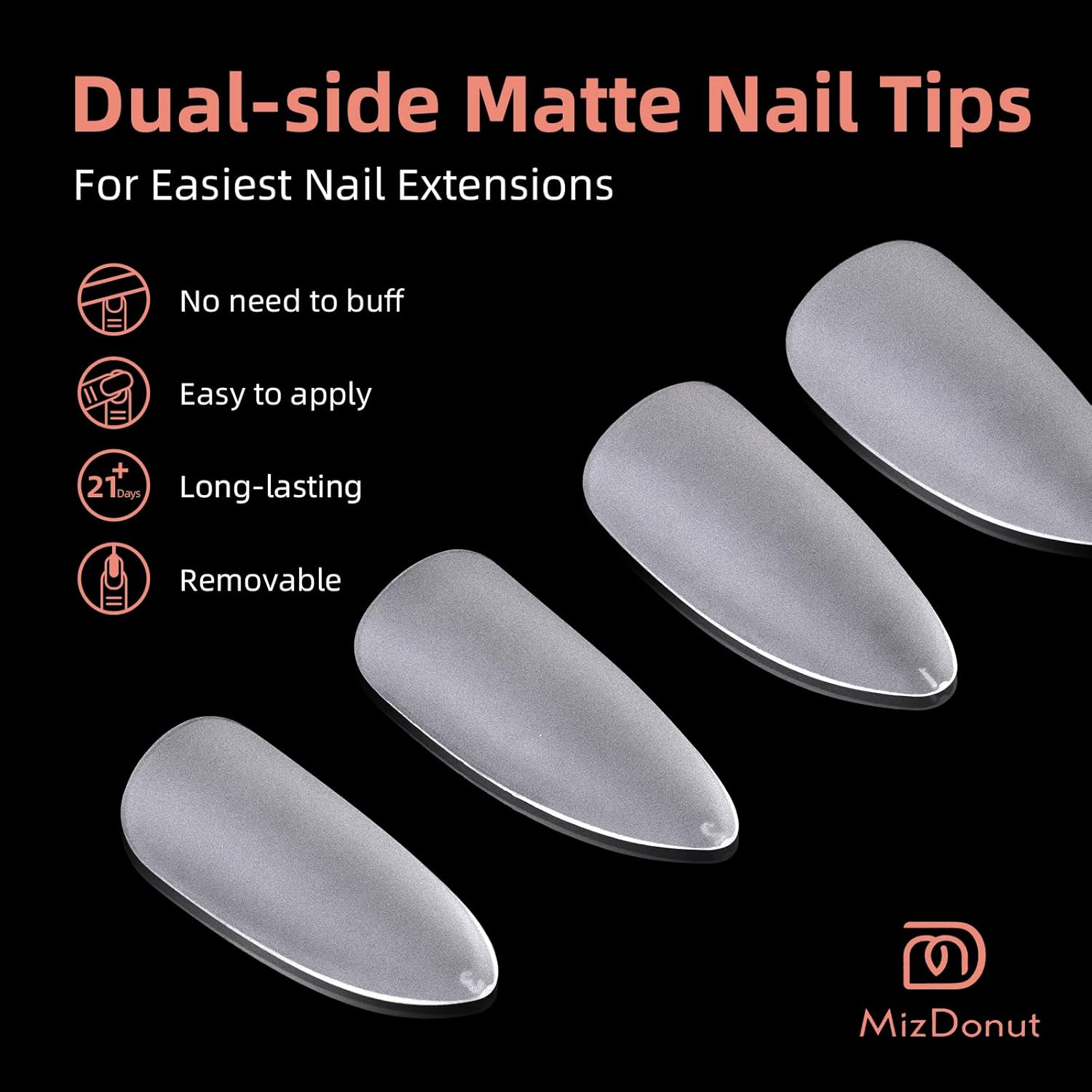 Puntas de gel de uñas suaves, 15 tamaños, 300 piezas preformadas totalmente mate, no necesita limar, remojar las extensiones de uñas fáciles de