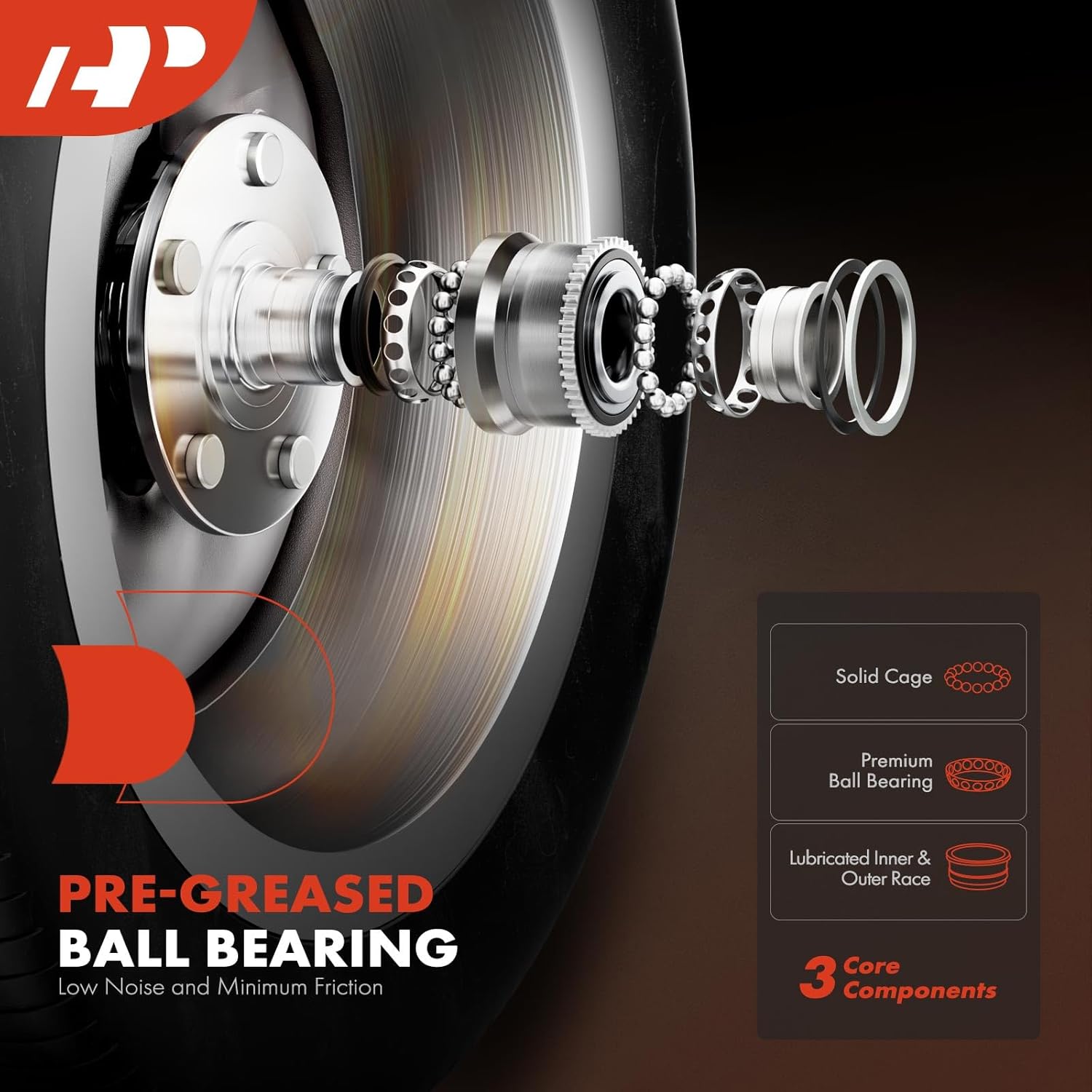 A-Premium 2 rodamientos de rueda delantera y conjunto de cubo con anillo ABS y 5 lengüetas compatibles con Ford Mustang 2015-2021