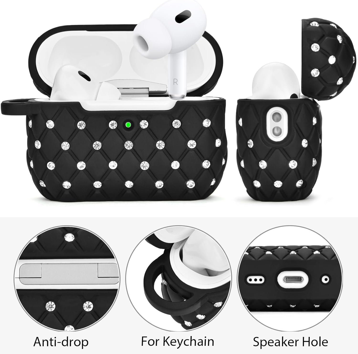 AIRSPO Funda para Airpods Pro de 2 generación, funda para Airpod Pro 2 con kit de limpieza, Airpods Pro 2 Bling Case 2022 Funda protectora de TPU de
