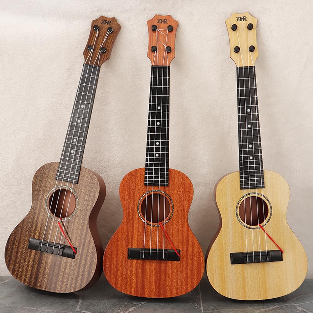 Raimy Guitarra ukelele de 21 pulgadas para niños, 4 cuerdas, mini guitarra para niños, instrumentos musicales, juguetes educativos con púas para