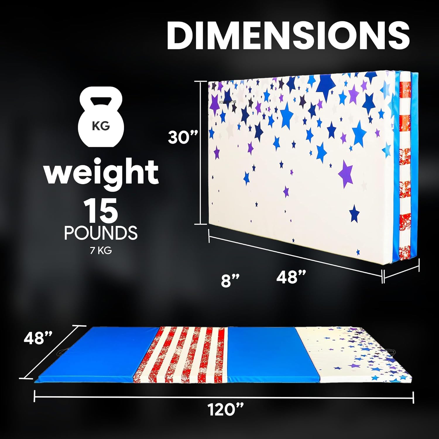 BalanceFrom All Purpose 4’x10’x2″ Extra Thick High Density Anti Tear Gymnastics Gym Folding Exercise Aerobics Mats, Multiple Colors