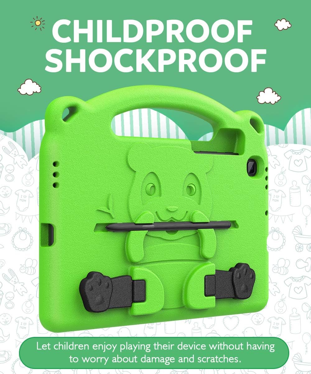 MoKo Funda compatible con Galaxy Tab S6 Lite 2020, espuma EVA resistente, funda de oso para niños con agarre de mano, soporte y soporte para