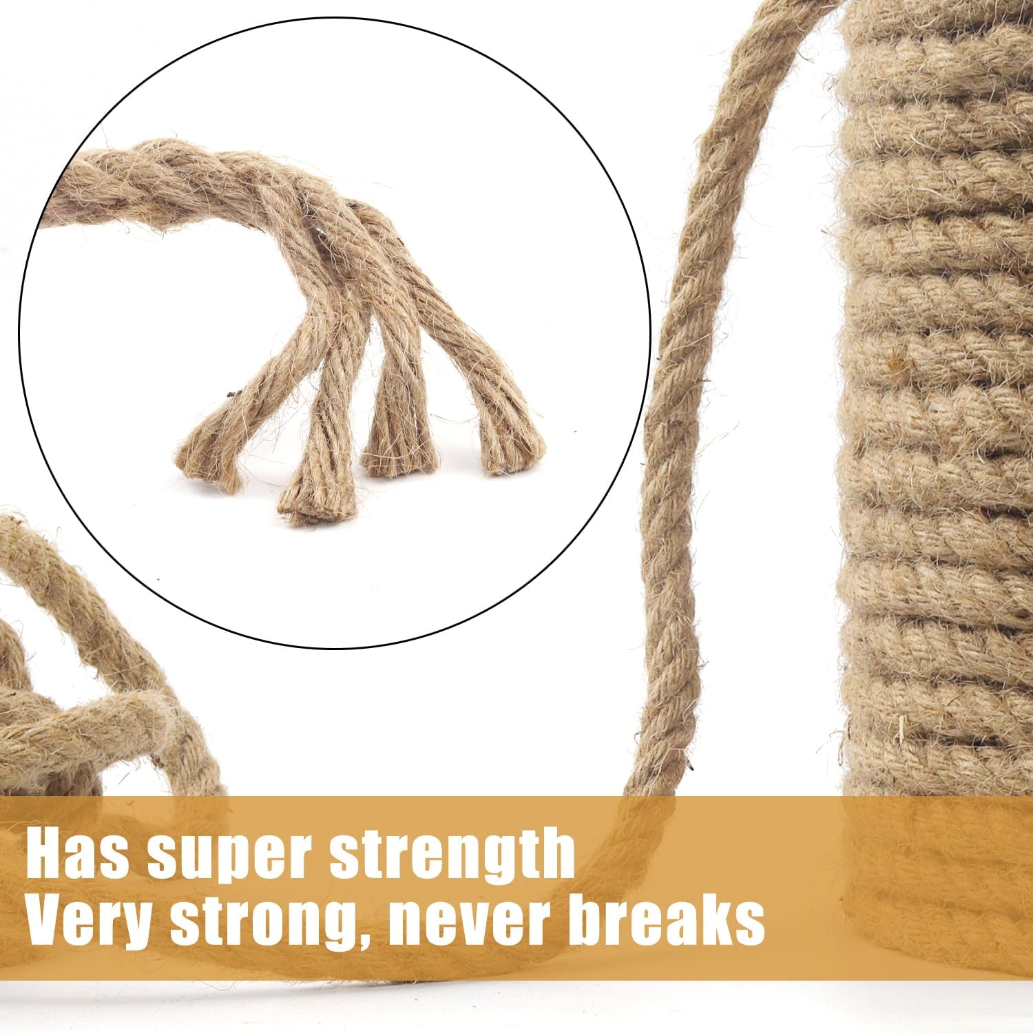 Cuerda de yute de 82 pies, cuerda de yute resistente, cuerda de cáñamo natural, cuerda de sisal resistente para artes, manualidades, envoltura de