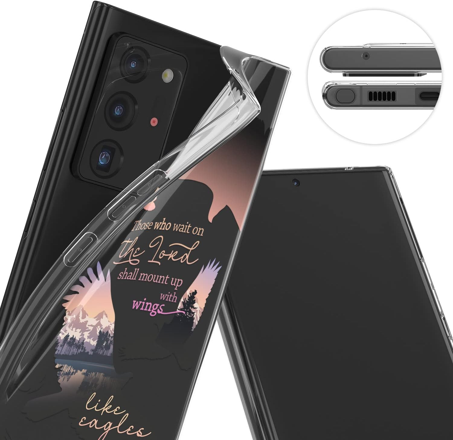 Cavka Funda para teléfono compatible con Samsung Galaxy S23 Ultra S22 S21 FE 5G S20 Note 20 10 Plus parachoques con frase de las Escrituras con