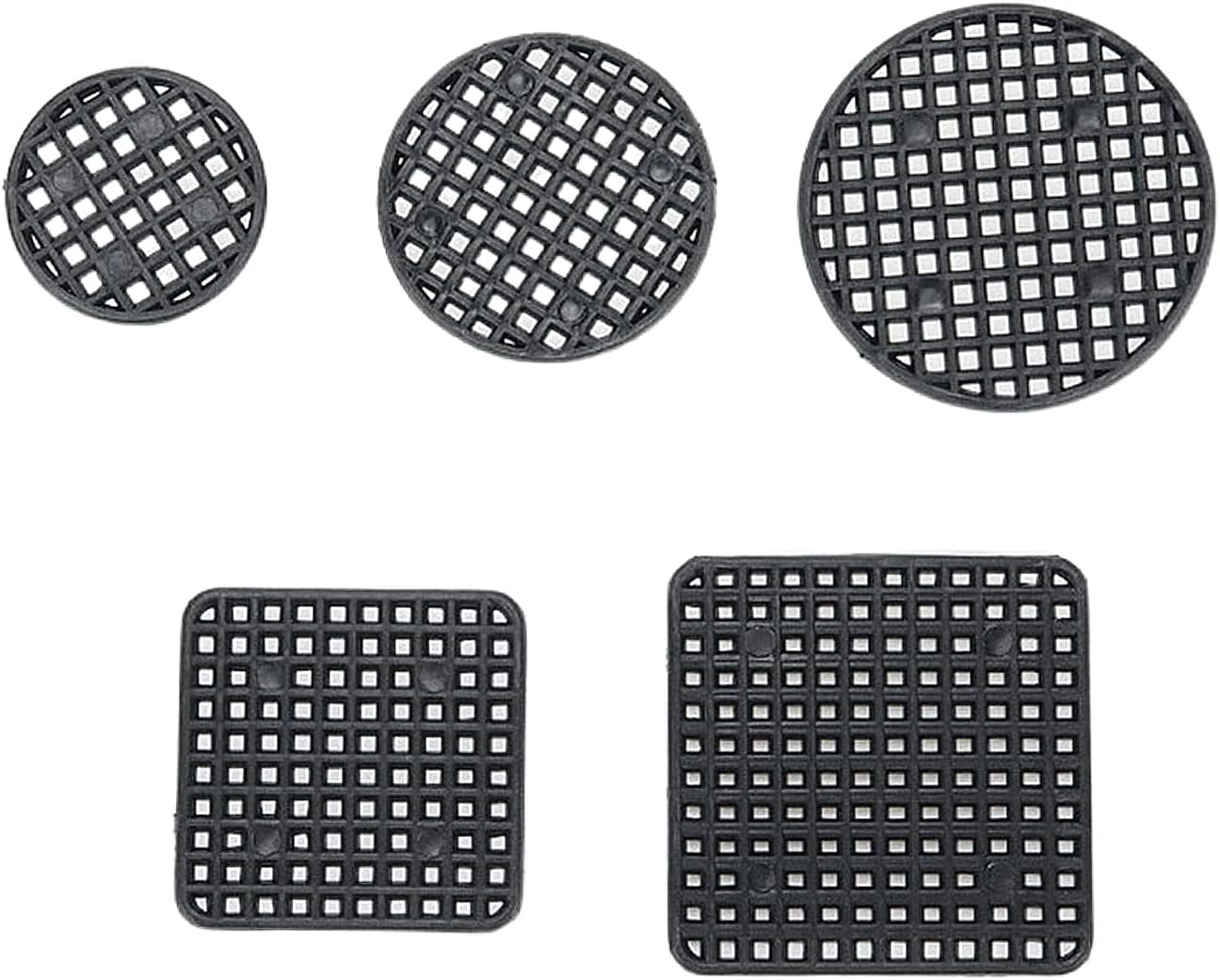 50 piezas de malla para macetas, almohadillas de drenaje de plantas, juntas redondas y cuadradas para agujeros de drenaje para jardinería, maceta, 5