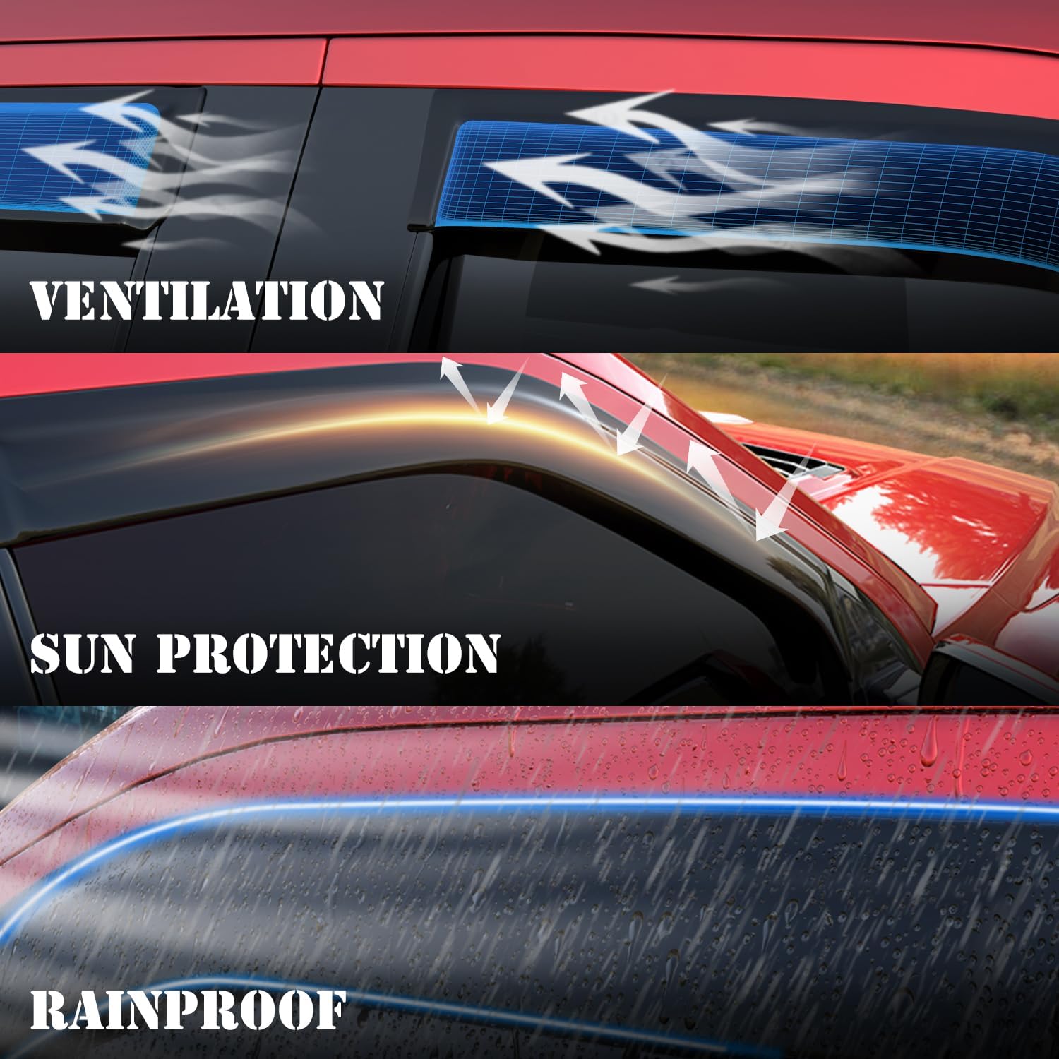 KitsPro Protectores de lluvia para ventana lateral para Toyota Tundra 2022-2024 (solo apto para CrewMax Double Cab), deflectores de ventana con