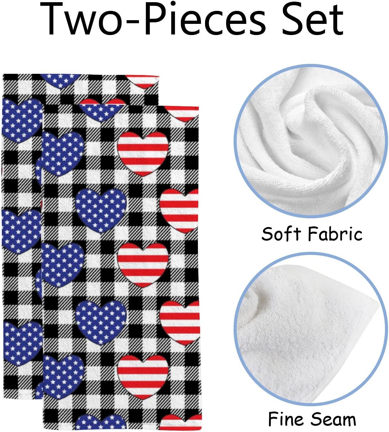 Toallas de cocina de mano para baño, paquete de 2 toallas absorbentes patrióticas para el Día de la Independencia del 4 de julio
