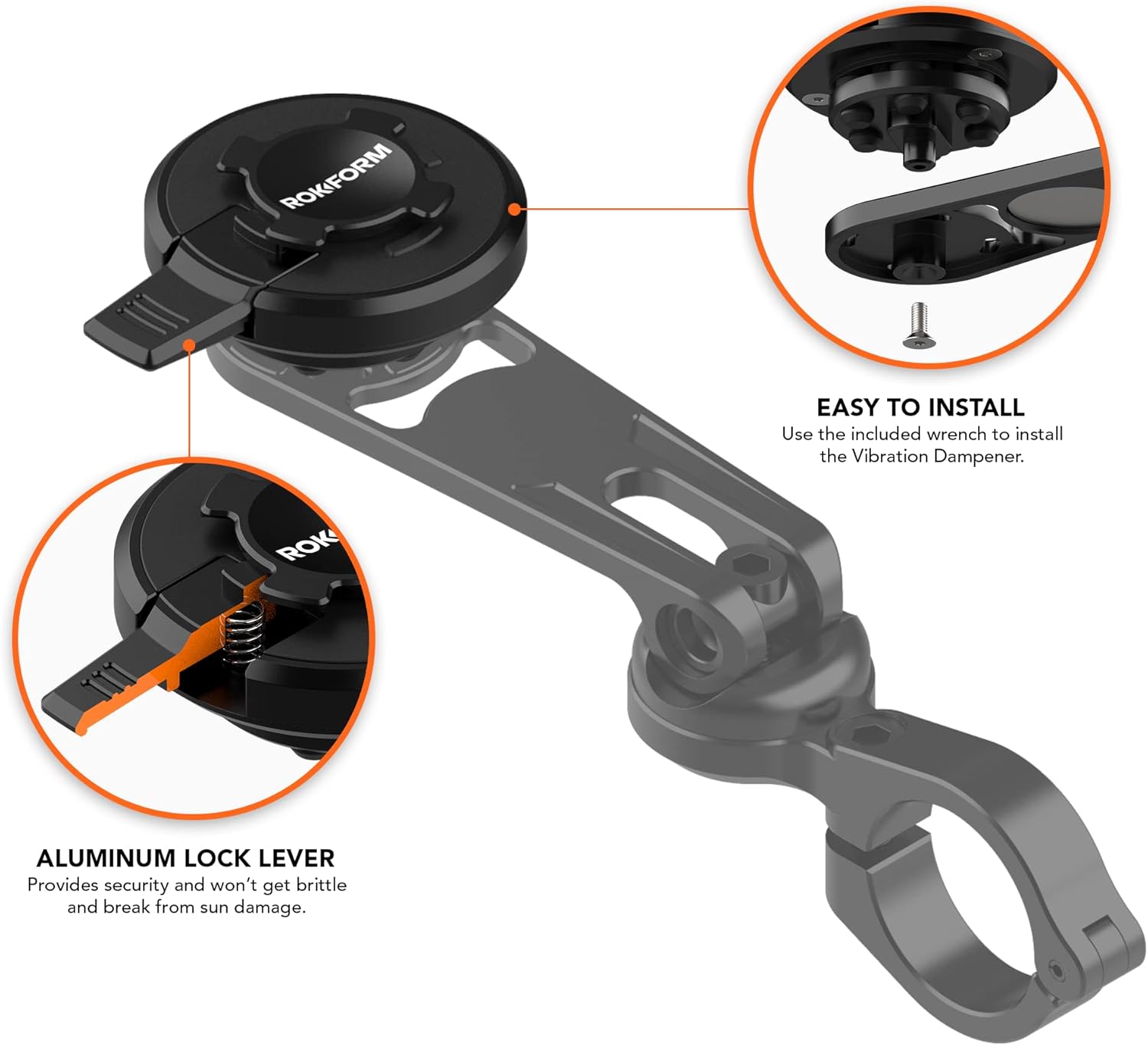 Rokform Amortiguador de vibraciones de montaje para motocicleta V1, soportes para manubrio de motocicleta, percha y vástago especialmente diseñados