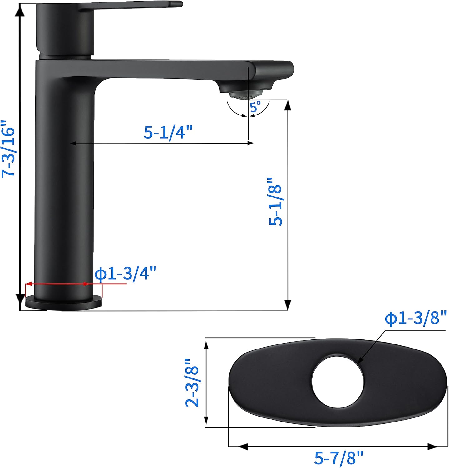 Casta Diva Grifo de lavabo de baño de una sola manija, incluye placa de cubierta para fregadero de baño de 1 o 3 agujeros, instalación sin