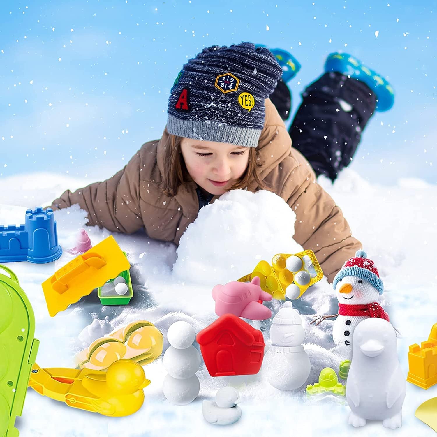 JOY SPOT! 20 herramientas para hacer bolas de nieve, juguetes de nieve para niños y adultos, kit de juego de bolas de nieve, juguetes al aire libre