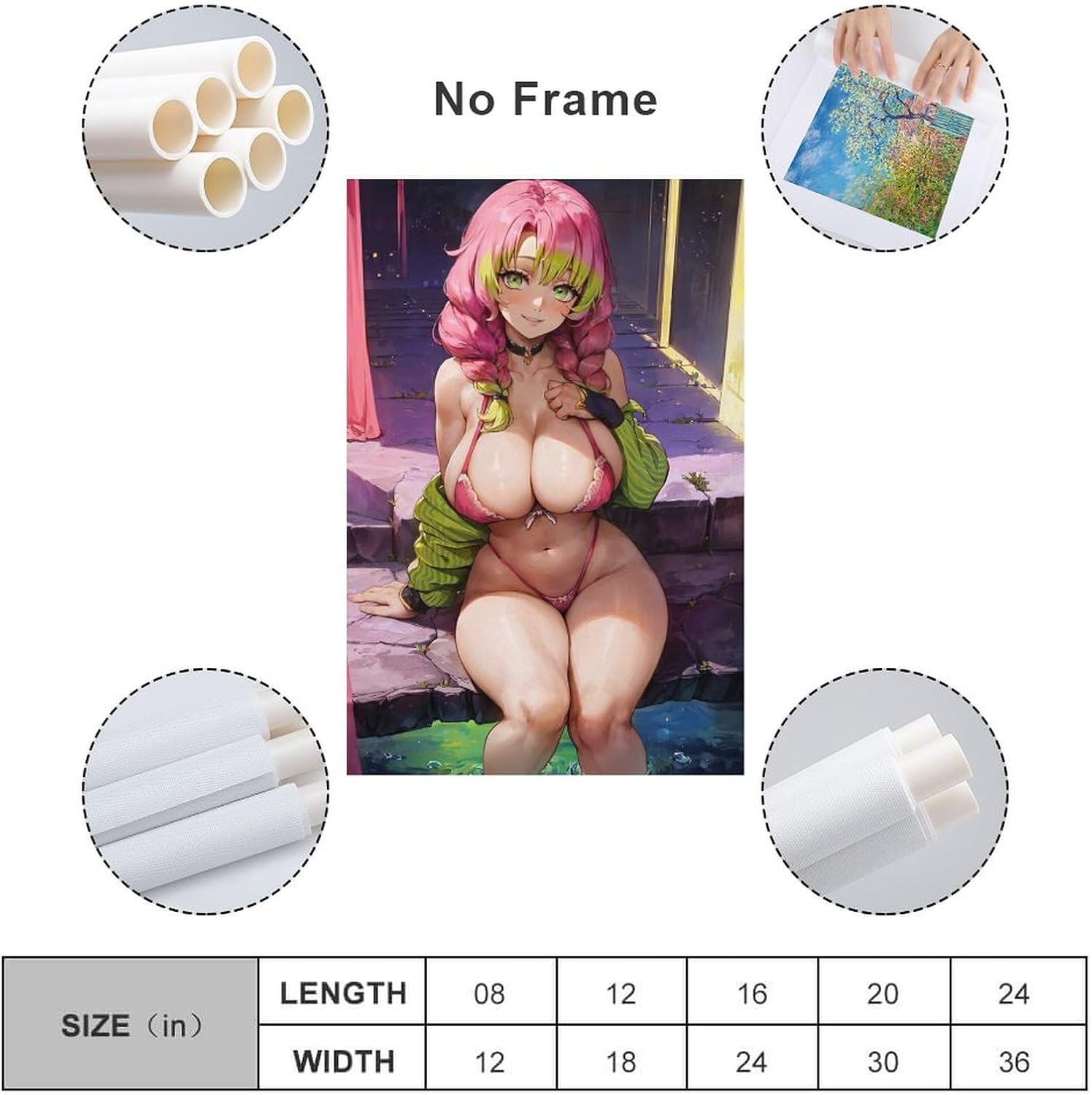 Póster Mitsuri de anime Girl Mitsuri para pared, diseño sexy de Mitsuri en bikini, decoración de habitación de aguas termales, decoración