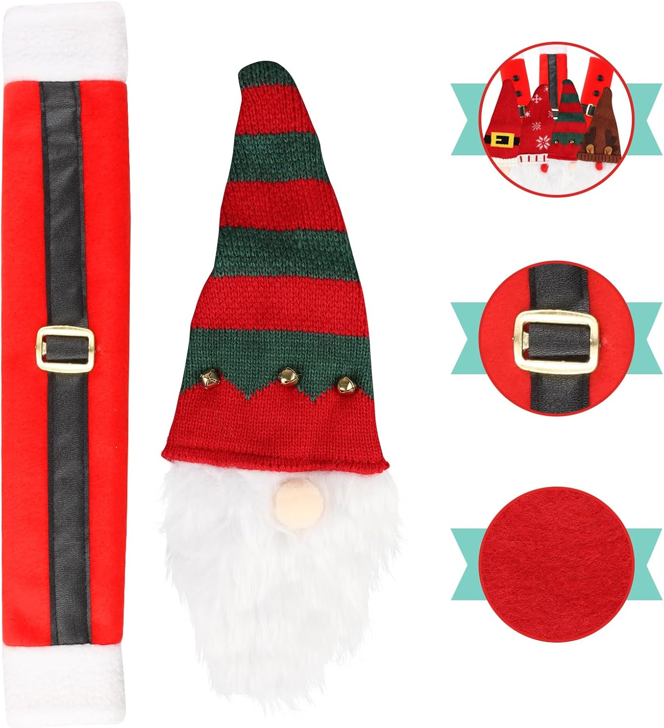 LOMIMOS 7 fundas navideñas para manija de puerta de refrigerador, protector de manija de cinturón de Papá Noel de Navidad con cuenta regresiva para