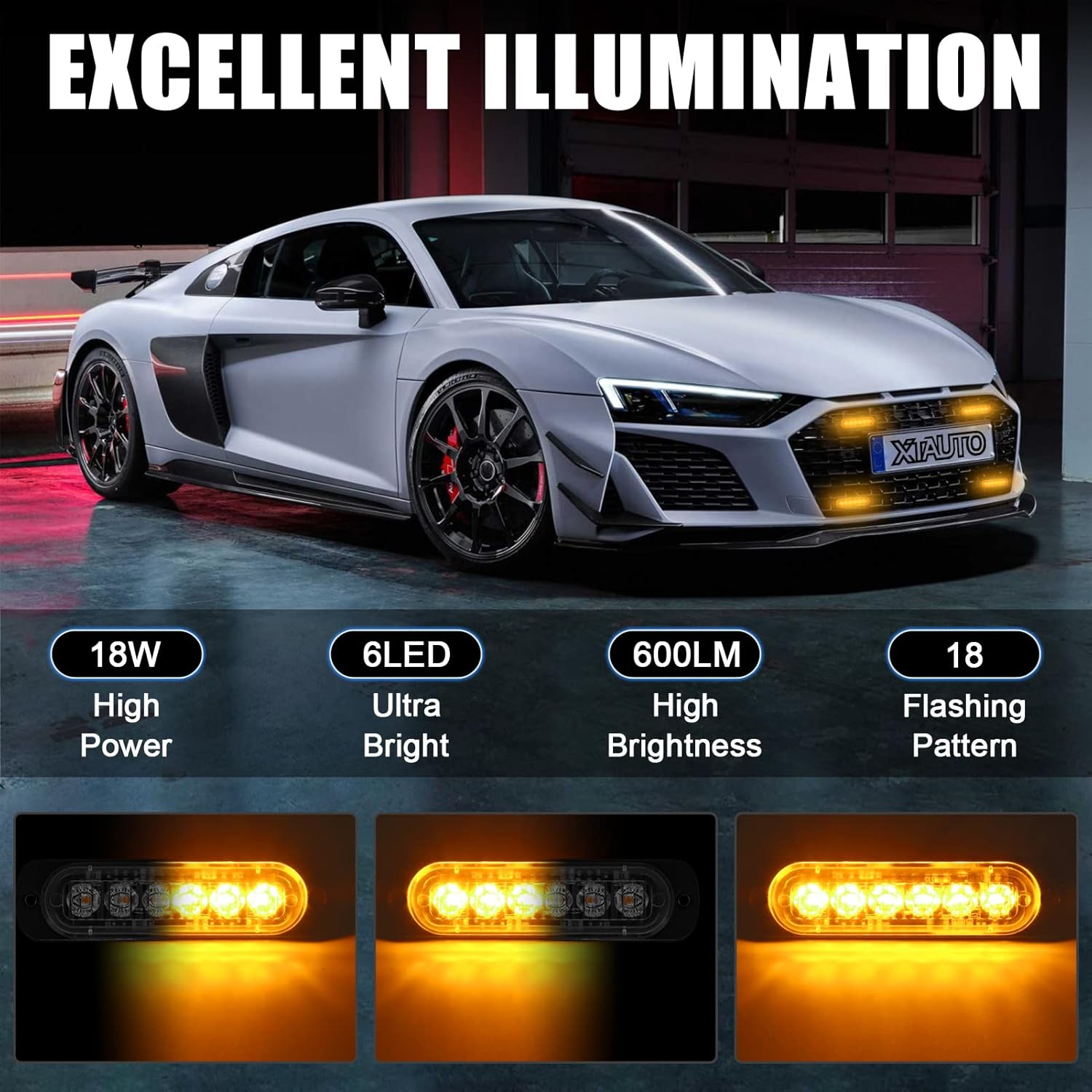 10 luces LED estroboscópicas de emergencia, 6 LED ultradelgadas, montaje en superficie, intermitente, advertencia, construcción, precaución,