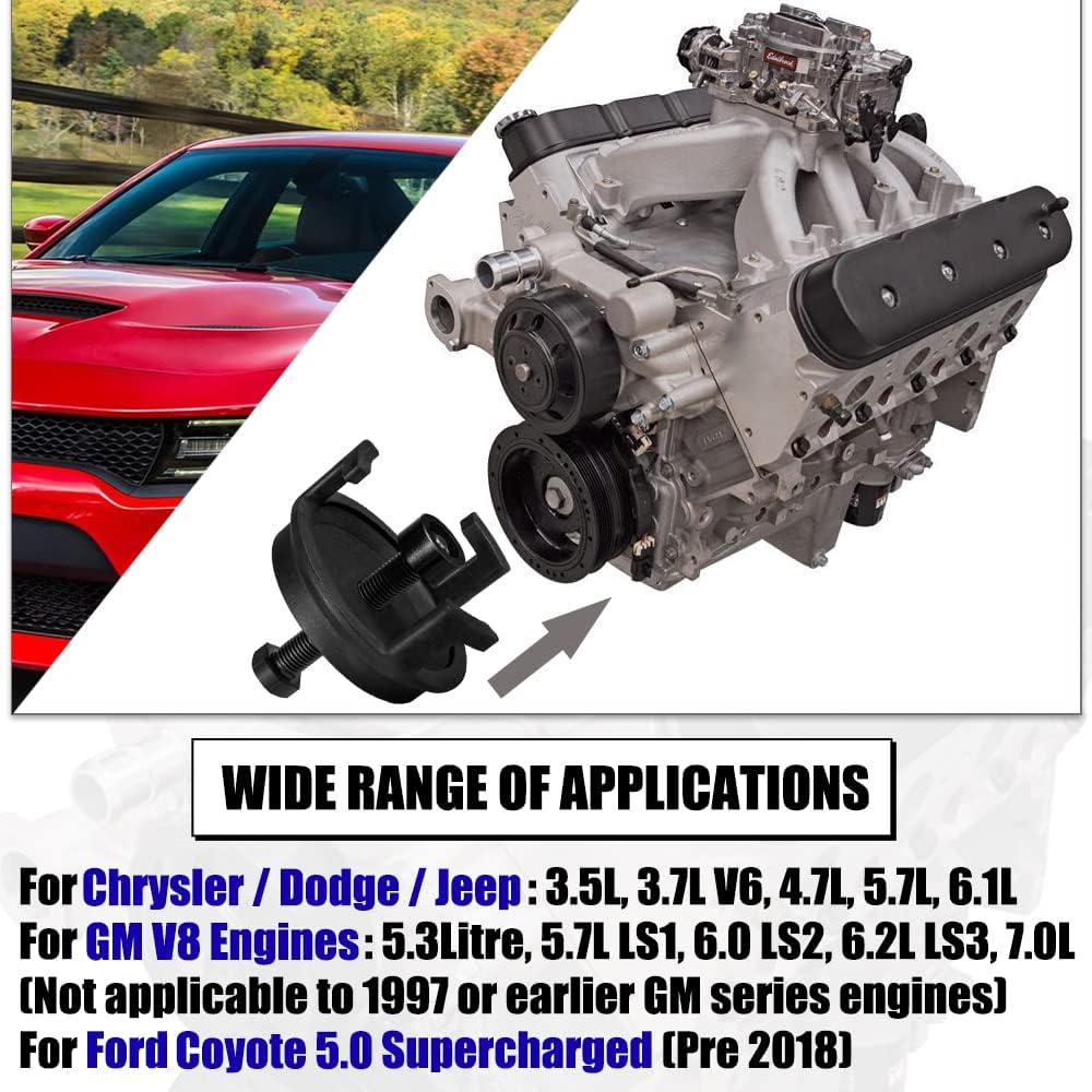 Herramienta de extracción de polea de manivela de equilibrador armónico, compatible con GM, Dodge, Jeep, Chrysler Ford