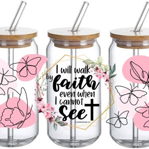 Adhesivo de transferencia de vidrio UV DTF – 3 piezas de regalos cristianos para mujeres ‘Walk by Faith Even When I Cannot See’ transferencia de Adhesivo de transferencia de vidrio UV DTF – 3 piezas de regalos cristianos para mujeres ‘Walk by Faith Even When I Cannot See’ transferencia de