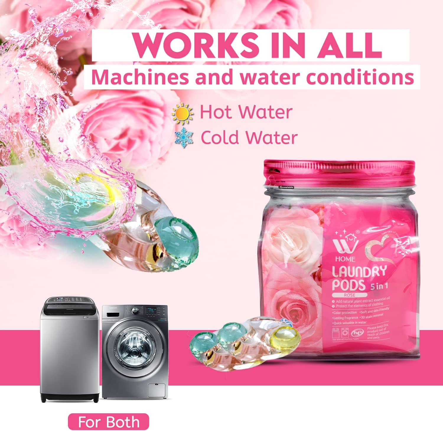 WBM – Cápsulas de lavandería, ultra concentrado y potente tecnología de levantador de manchas, suavizante de tela, cápsulas de lavandería, aroma a