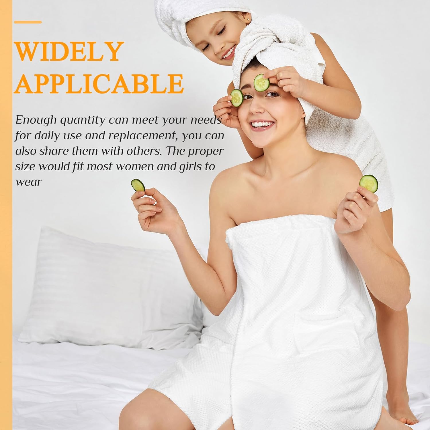 Tigeen 12 piezas de bata de spa para mujer, toallas de spa con bolsillo ajustable, toallas ligeras para baño y ducha, Blanco