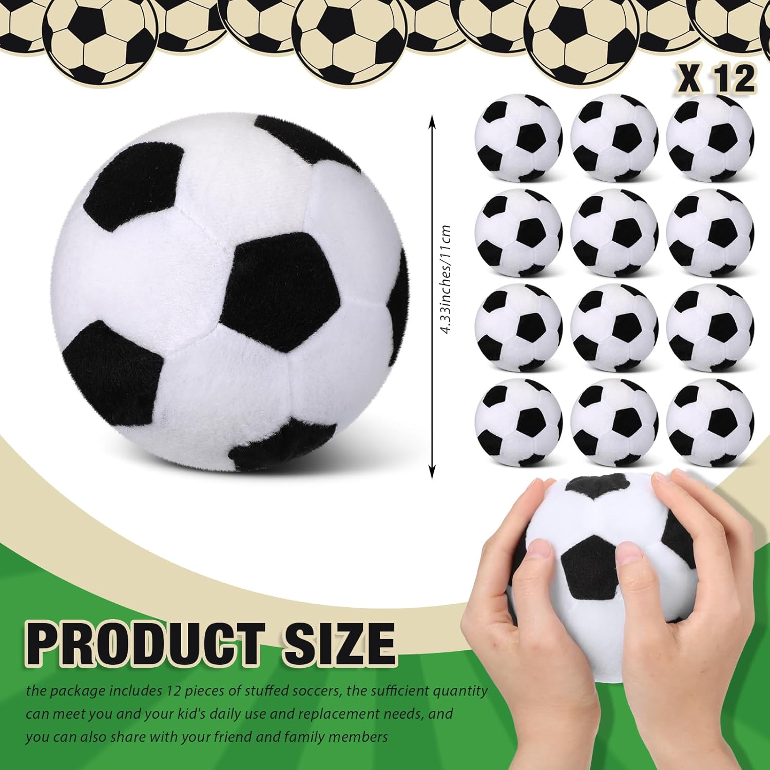 Chivao 12 piezas de fútbol de peluche para niños y niñas, juguete de peluche suave, almohada de fútbol esponjosa, decoración de fiesta de fútbol