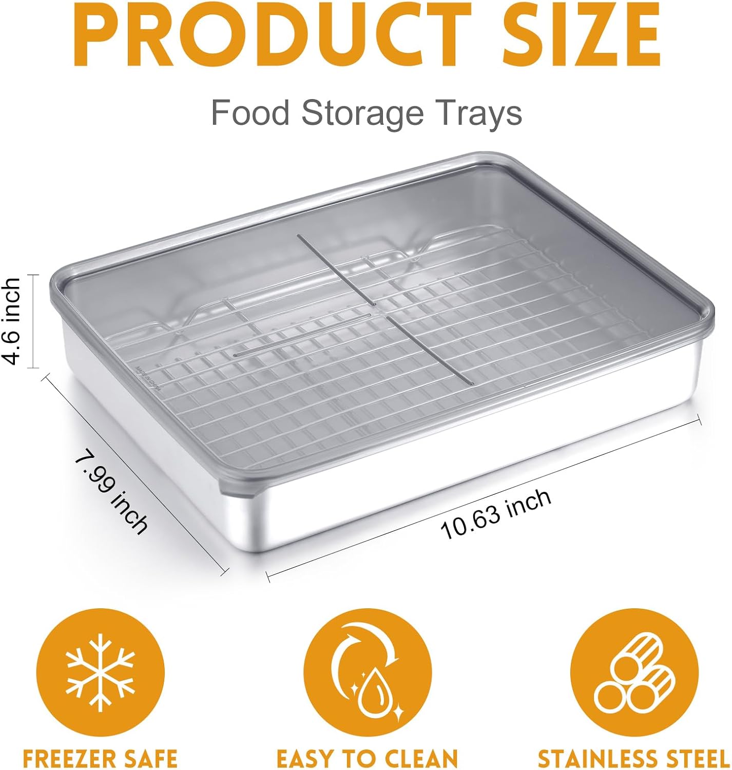 Paquete de 2 recipientes de tocino para refrigerador de acero inoxidable 304 herméticos recipientes de almacenamiento de carne de delicatessen