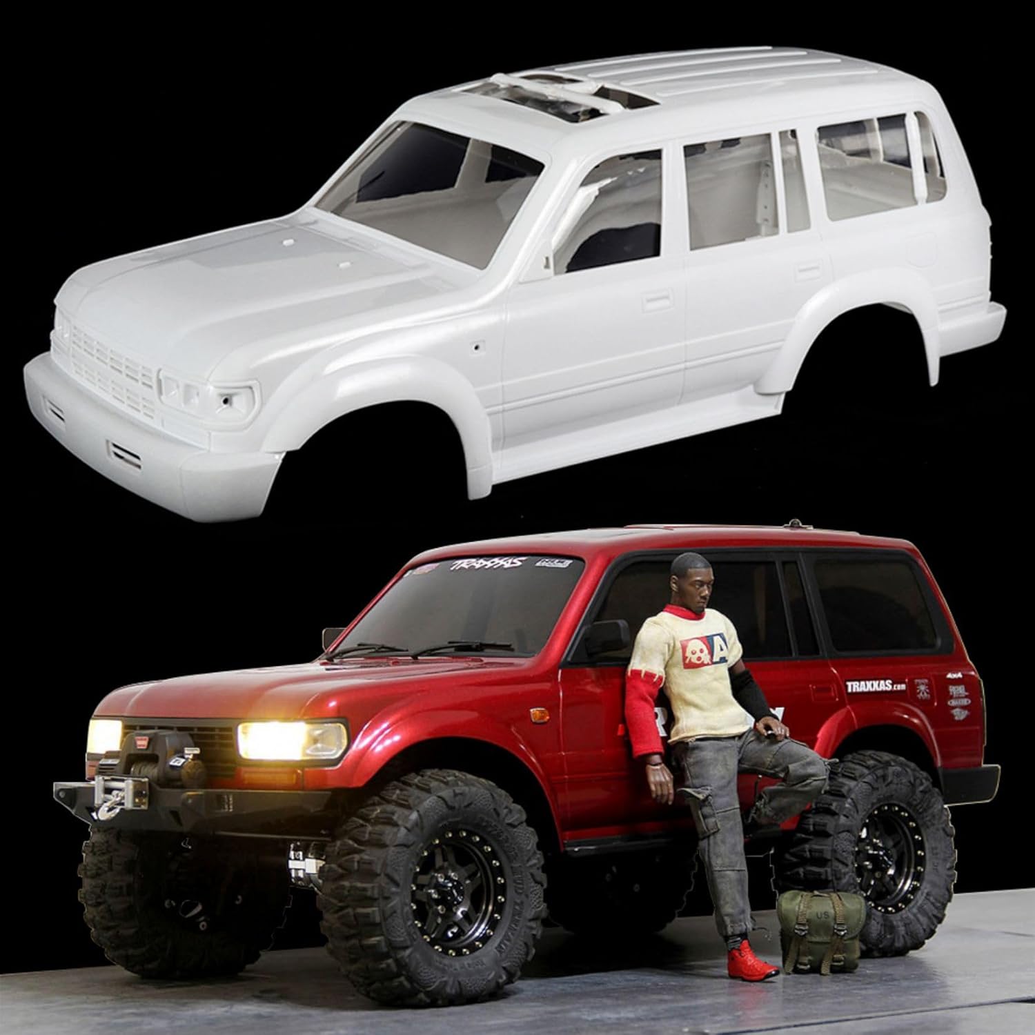 RXZIXYL Classic Land Cruiser LC80 Carrocería de 12.323 in 12.3 pulgadas distancia entre ejes para 110 RC Car TRX4 SCX10 accesorios de actualización