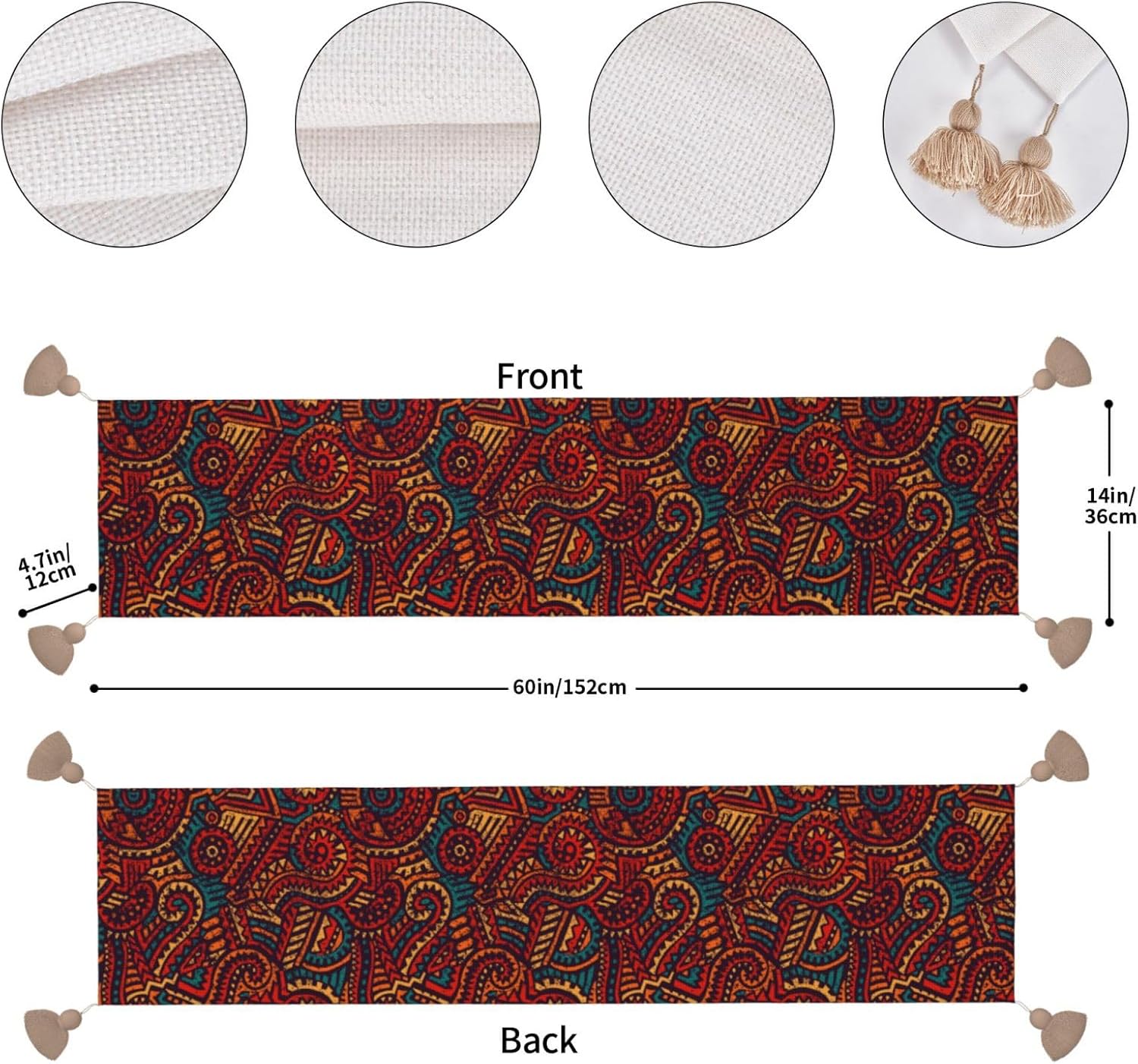 Camino de mesa de Navidad africano étnico y tribal, decoración de mesa de comedor, decoración de Navidad, decoración de interiores del hogar,