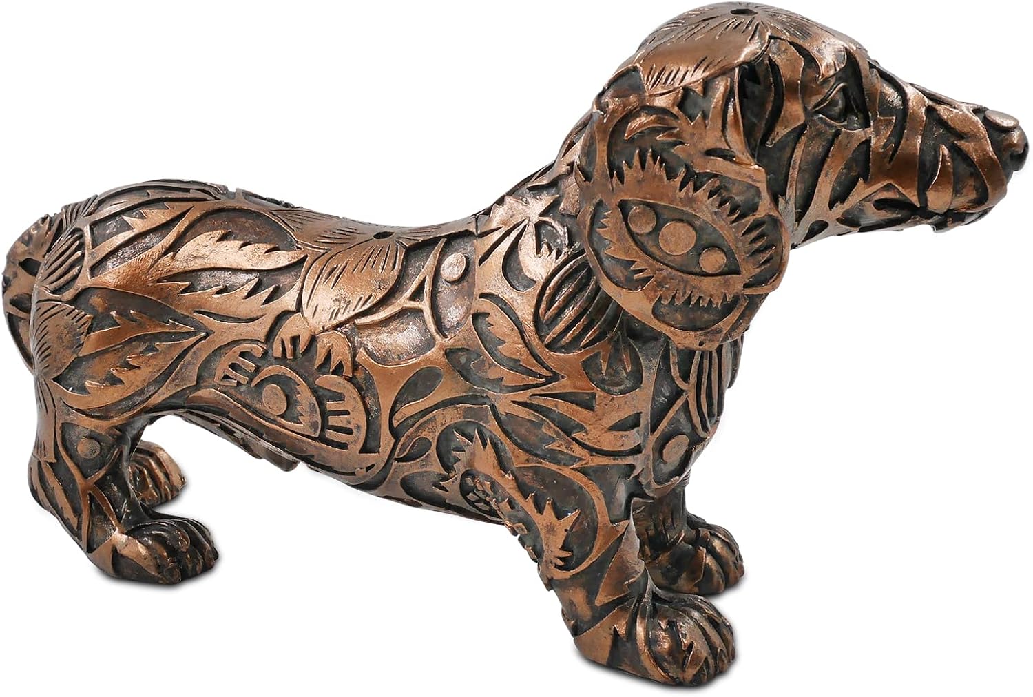 SIMON’S SHOP Figuras de perro salchicha de 8 pulgadas, estatua de perro de bronce, escultura de cachorro, decoración de perro Wiener, regalos para